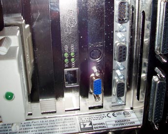 RADAR's Ethernet port. Note 10/100/1000 sensing lights.