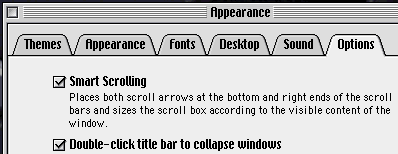 appearance control panel
