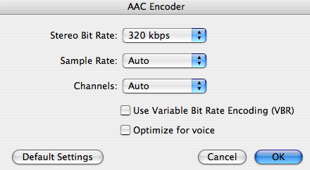 AAC settings